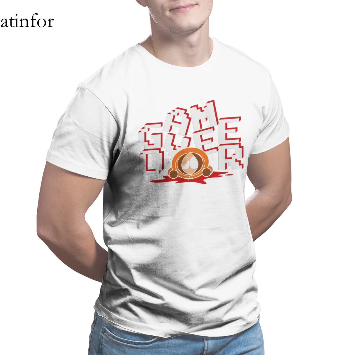 

Game Over red Men's T-shirt Black Funny Short Sleeve Graphic Tops Tshirts 26885