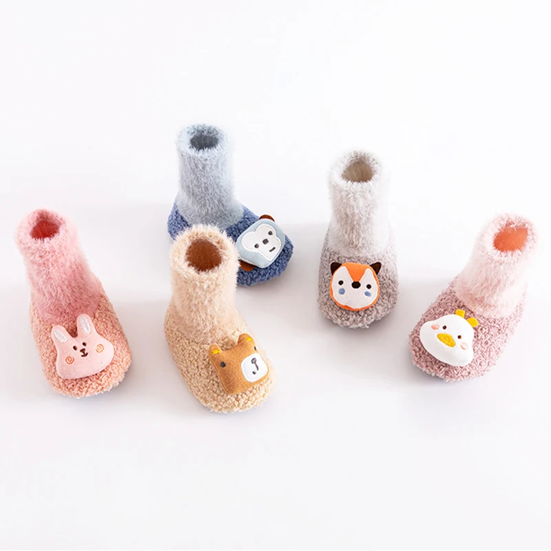 

Зимние теплые детские носки для младенцев, забавная Милая противоскользящая детская одежда с рисунком аниме для маленьких девочек и новоро...