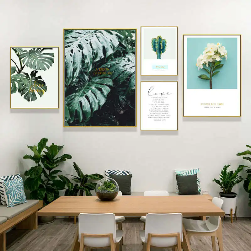 Художественный постер на стену в скандинавском стиле акварель зеленые растения