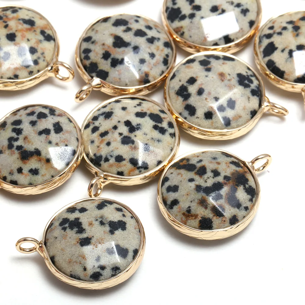 

Natural Stone Faceted damation jaspers Pendants Round shape Exquisite Charms for Jewelry Making Diy earring necklace accessories
