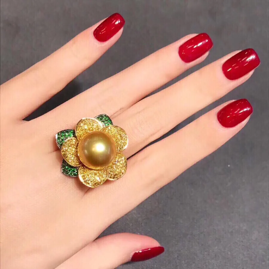 Кольца с жемчугом D114 Изящные Ювелирные изделия кольца натуральным морским