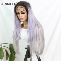 synthetic wig long straight with baby hair 13x4inch lace front ombre colored trendy wigs for women high temperature fiber