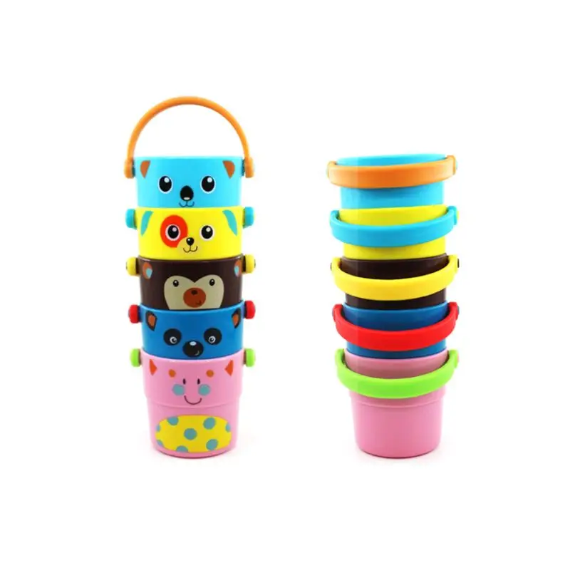 

N7ME Children Baby Shower Toys Pouring Cup Flow Style Bucket Water Spray Tool Cute Cartoon Animal Children's Toy Gift