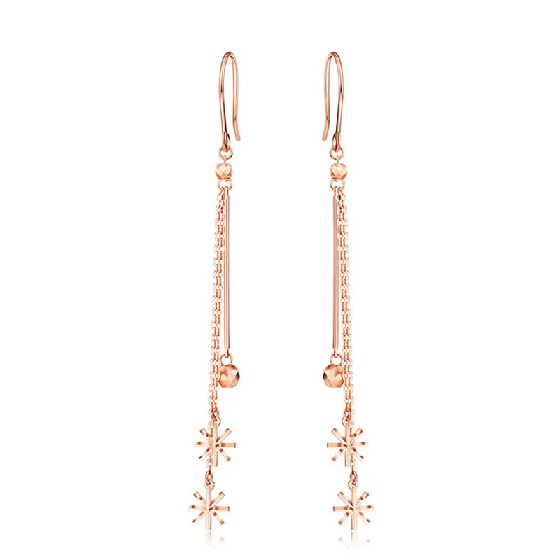 

Серьги из чистого розового золота 18 К, женские длинные висячие серьги из золота AU750