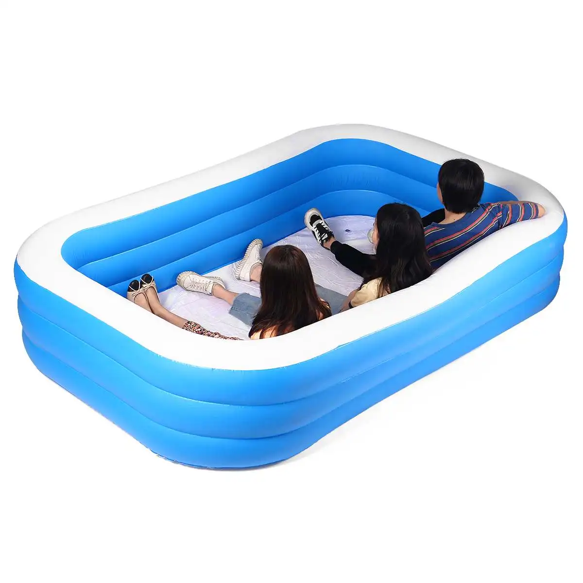 

260x160x70cm Inflatable Swimming Pool Adults Kids Pool Bathing Tub Rectangular Outdoor Indoor Summer PVC Paddling Swimming Pool