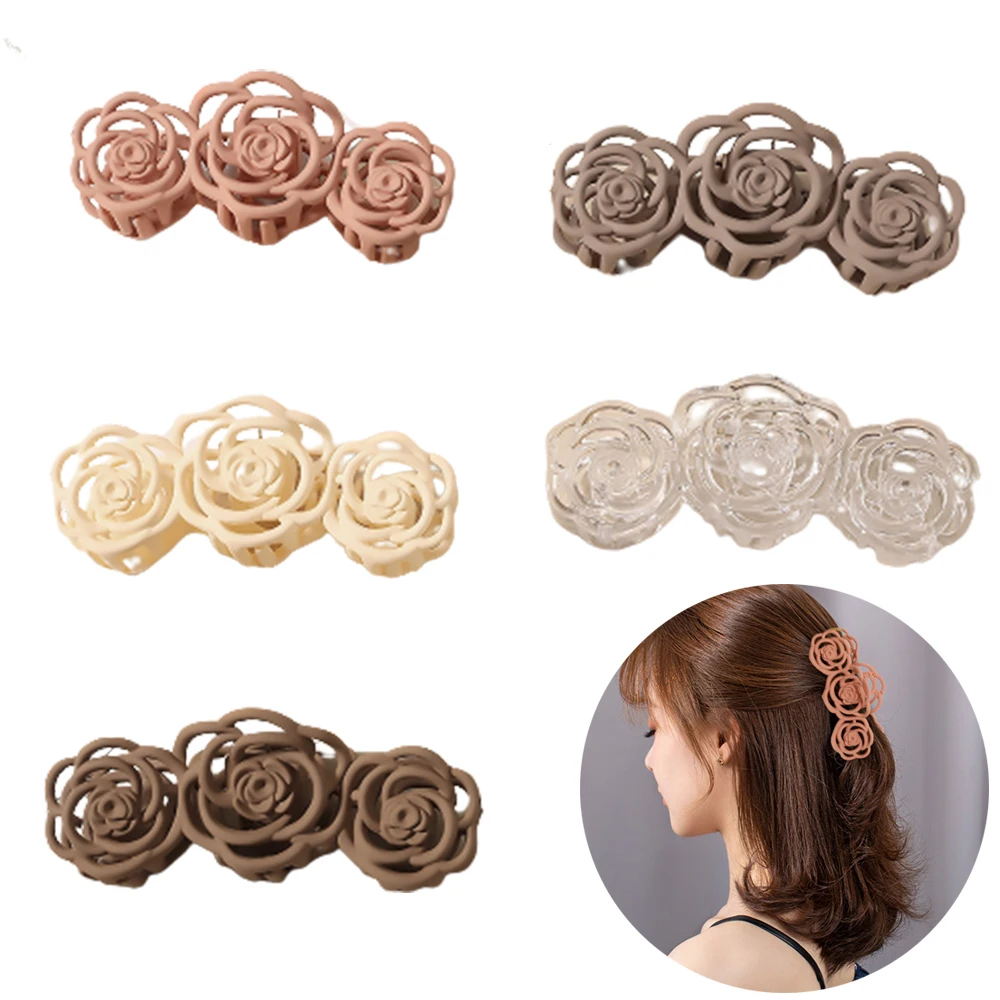 

Fashion Women Girls Rose Pattern Large Hair Claws Hair Barrette Hairgrip Hair Clips Korean Style Headwear Hair Accessories