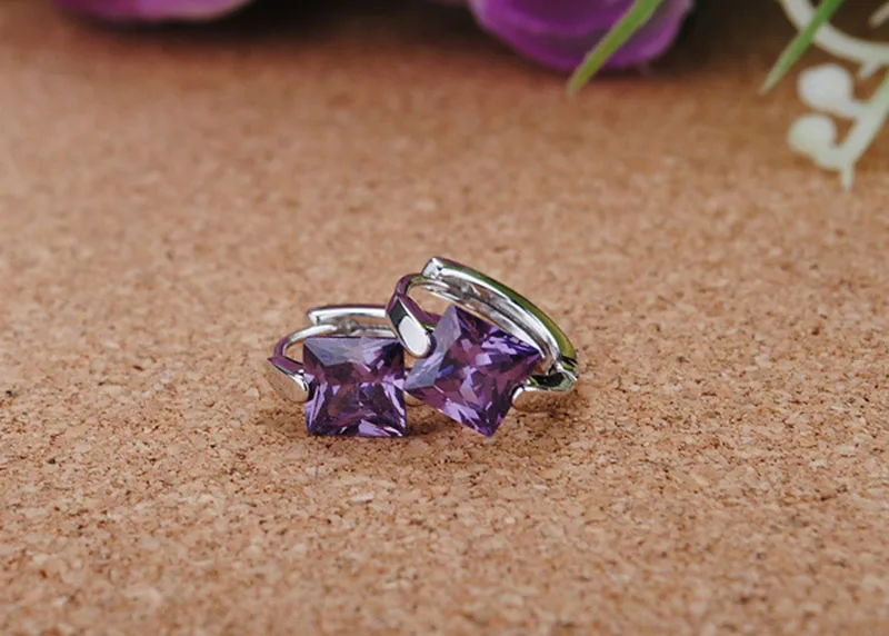 Серьги-клипсы с аметистом женские изящное Ювелирное Украшение из стерлингового