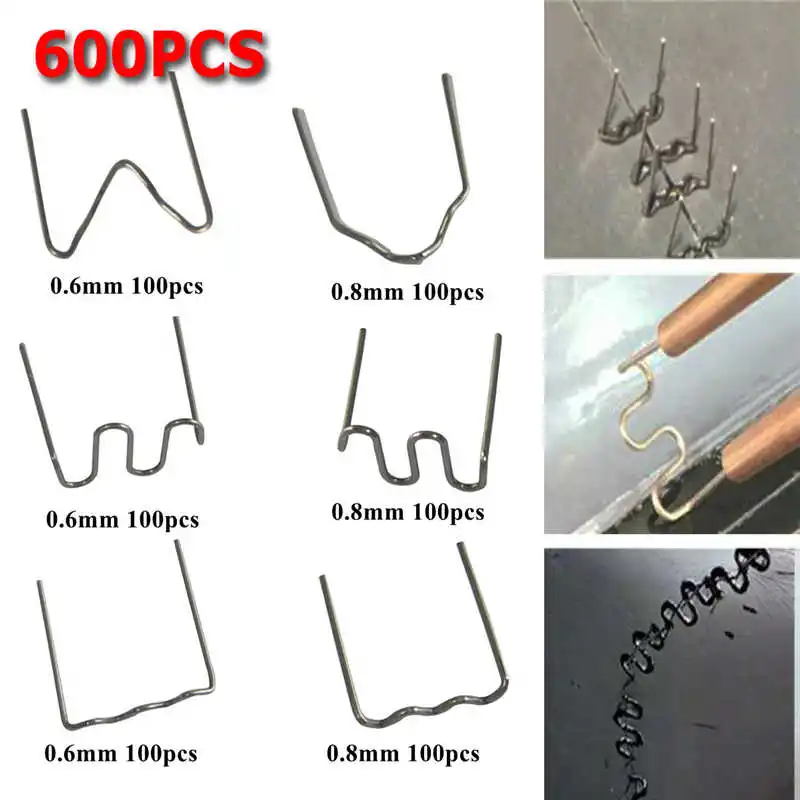 

600pcs Stainless Steel Standard Pre Cut 0.8mm/0.6mm Hot Staples for Plastic Stapler Car Bumper Repair Hine Welder Wires