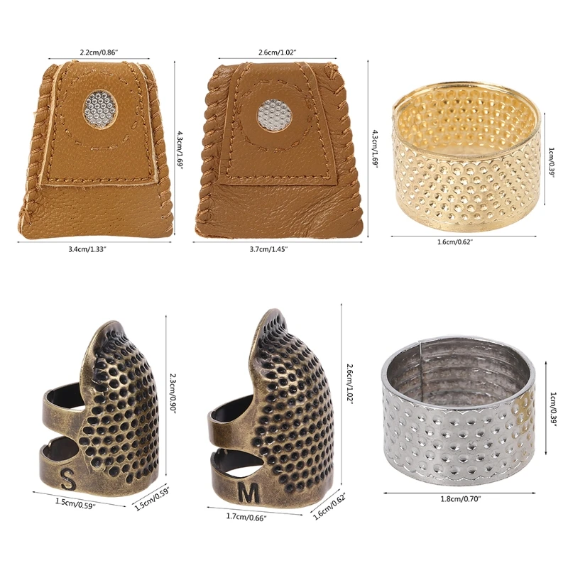 

8pcs/set Finger Thimbles Metal Shield Protector Pin Needles Ring Hand Sewing Quilting DIY Craft Accessories