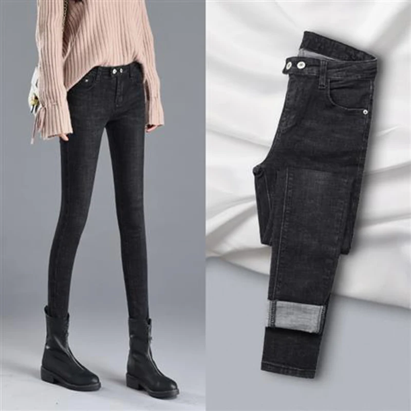 Джинсы женские узкие эластичные с карманами спереди и средней посадкой | Женская