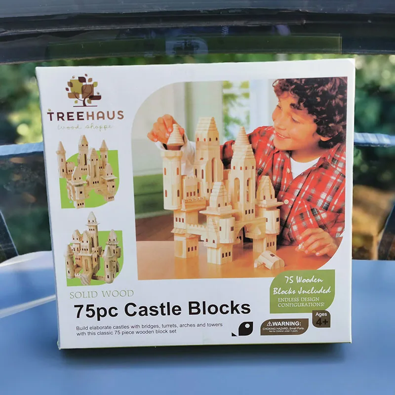 75pcs set 75 шт. детский большой деревянный замок строительные блоки/Детские бревно-строительные блоки для дома для девочек и мальчиков подарок - Цвет: 75pcs set