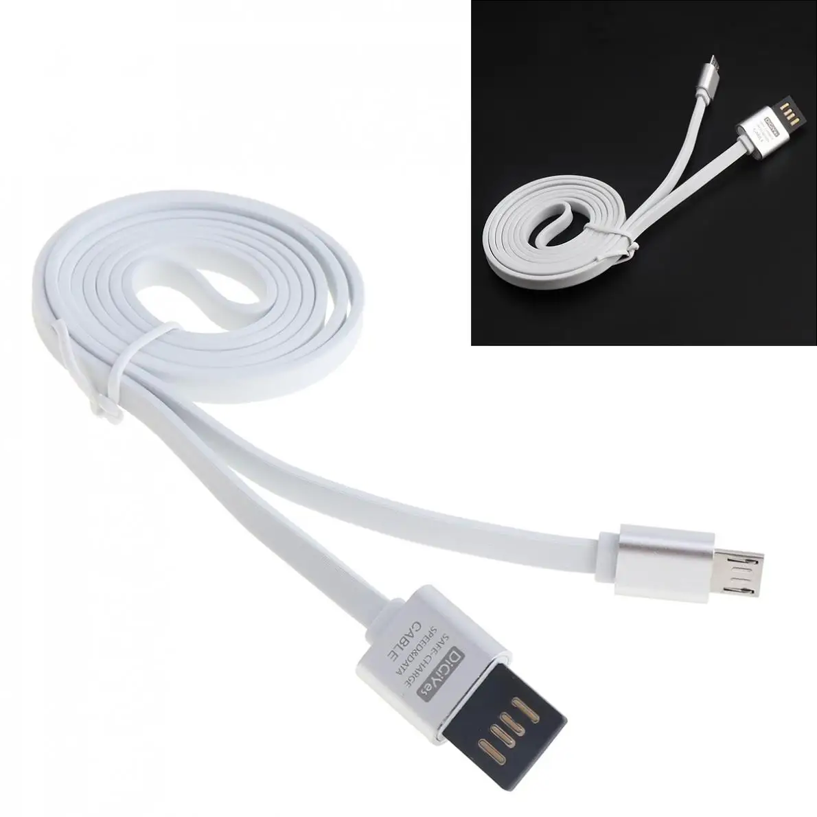 DiGiYes USB кабель двусторонний Реверсивный USB 2,0 плоский без запутывания Синхронизация и быстрая зарядка шнур для устройств с микро интерфейсом