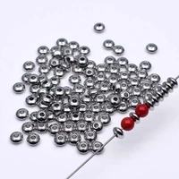 4 6mm 304 stainless steel beads hypoallergenic metal flated round loose spacer beads for jewelry making diy 50pcs
