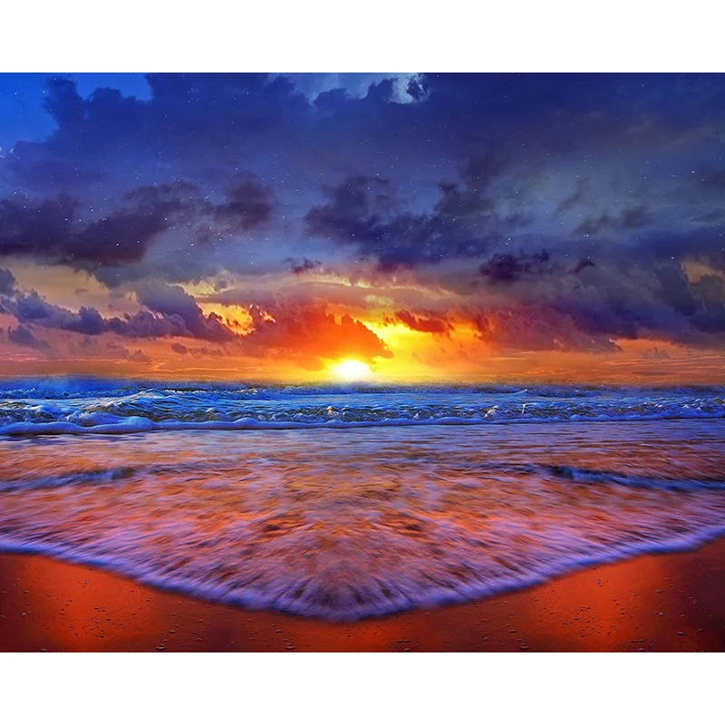 

5D DIY Diamond Painting Beach Sunset Starry Sky Cross Stitch Diamond Embroidery Landscape Full Square/Round rhinestones Gift