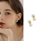Женские серьги-гвоздики с эмалью, серьги с жемчугом и бриллиантами, покрытые натуральным золотом, ювелирные украшения, 2021