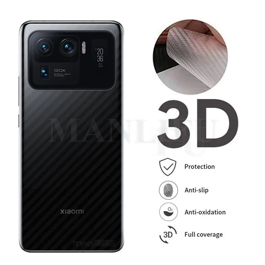

10Pcs/lot Carbon Fiber Back Screen Protector Film for Xiaomi Mi 11 Note 10 Lite Poco M3 X3 NFC Redmi Note 9s 8T 8 7 8 10 Pro