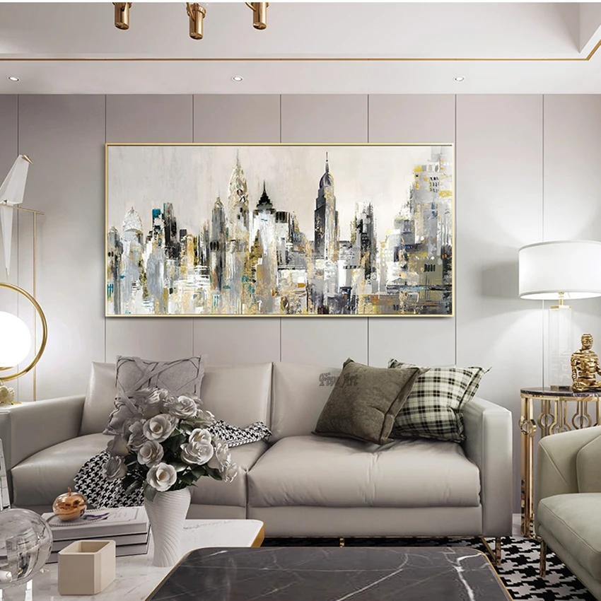 

Unframed Art Urban Urban High-rise Building Oil Painting New Arrival Canvas Painting Wall For Bedroom Home Decor Artwork