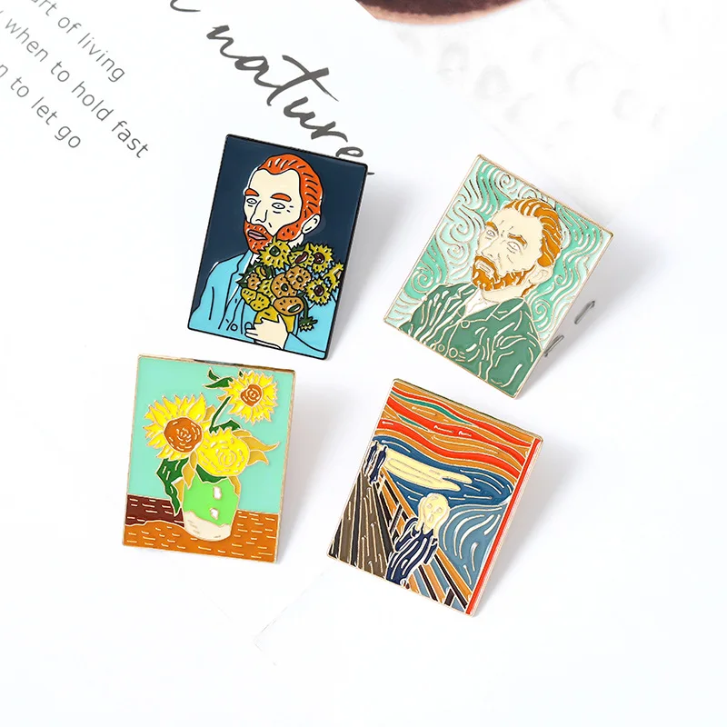 

Vincent van Gogh and Ear Pins Artist Painter Collection Brooch Enamel pins Lapel Badge Cultural icons Jewelry Gift for Friends