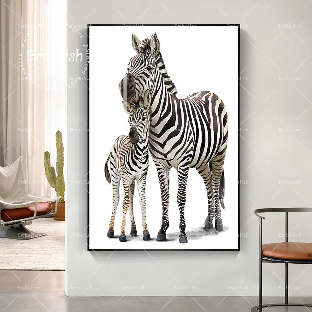 

Hot Selling Two Zebras Lovely Animals Watercolor Wall Pictures Modern Home Decor HD Canvas Oil Painting Bedroom Posters