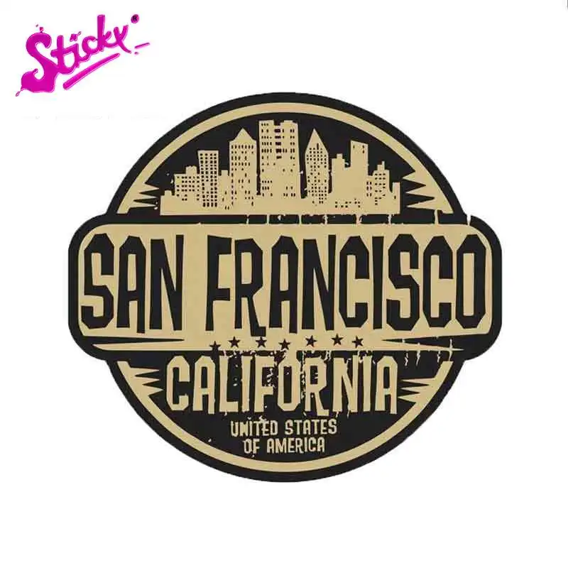 

STICKY San Francisco Motorcycle Landmark Badge Brand Car Sticker Decal Decor Motorcycle Off-road Laptop Trunk Guitar PVC Vinyl