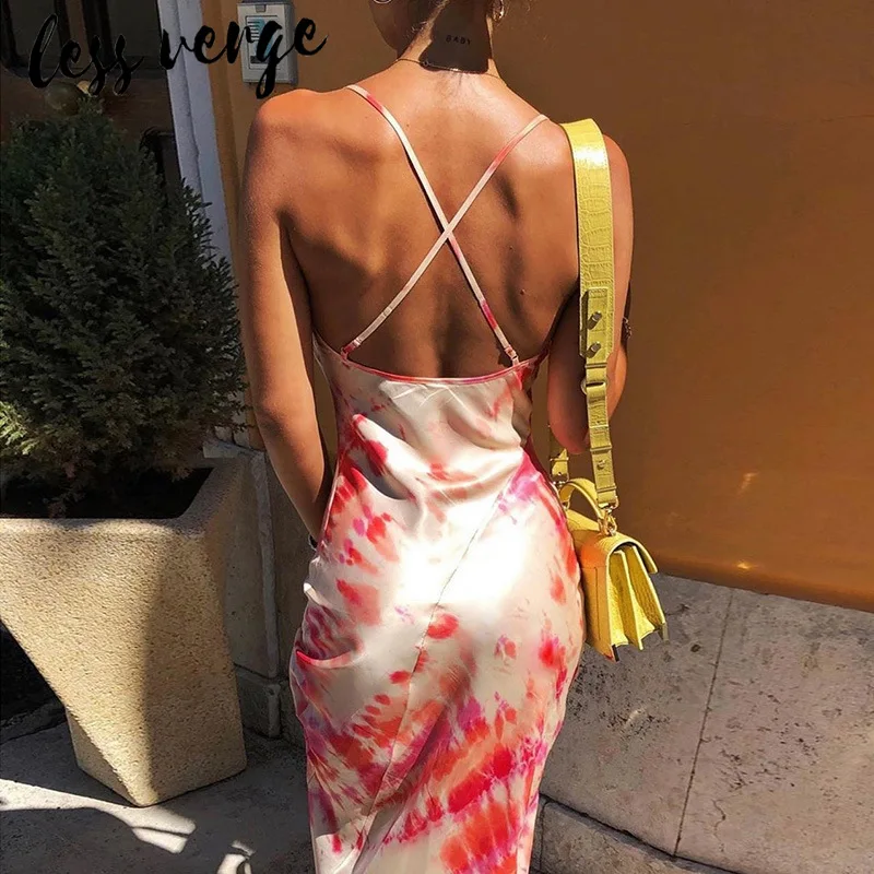 Lessverge элегантные Сатиновые макси платья для вечеринок женские спагетти ремень
