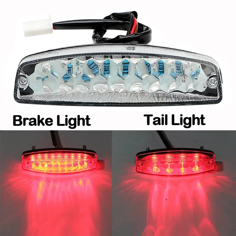 1pcs LED 3 Wire 12V Brake Stop Light License Taillight Red for ATV Off Road Motorcycle Signal Lamp Accessories Car Lights