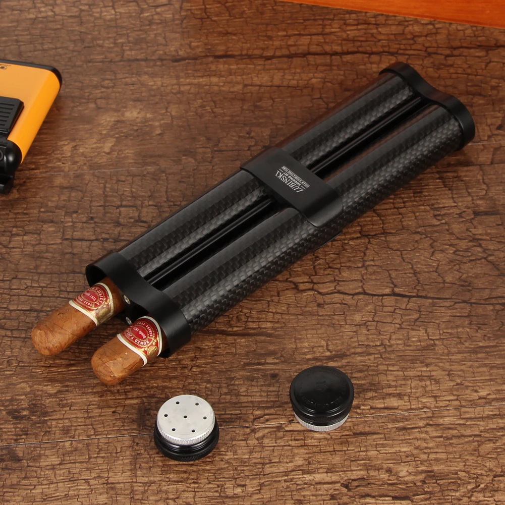 Углеродное волокно 2/3 чехол для сигар Humidor Роскошная портативная сигара Дорожный