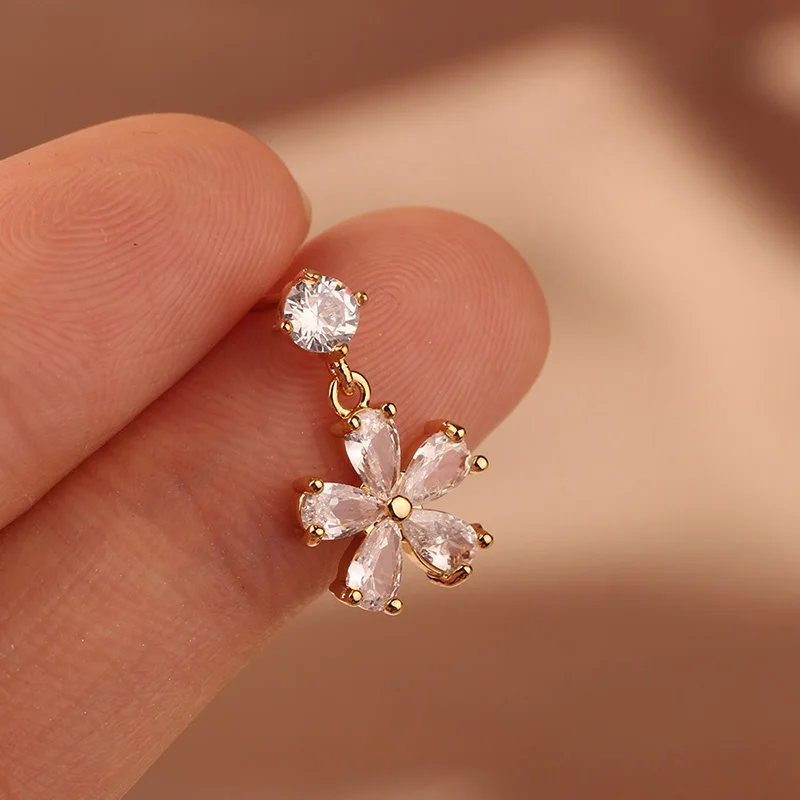 MYWINY медные цветы ювелирные изделия циркон серьги для женщин|Серьги-подвески| |