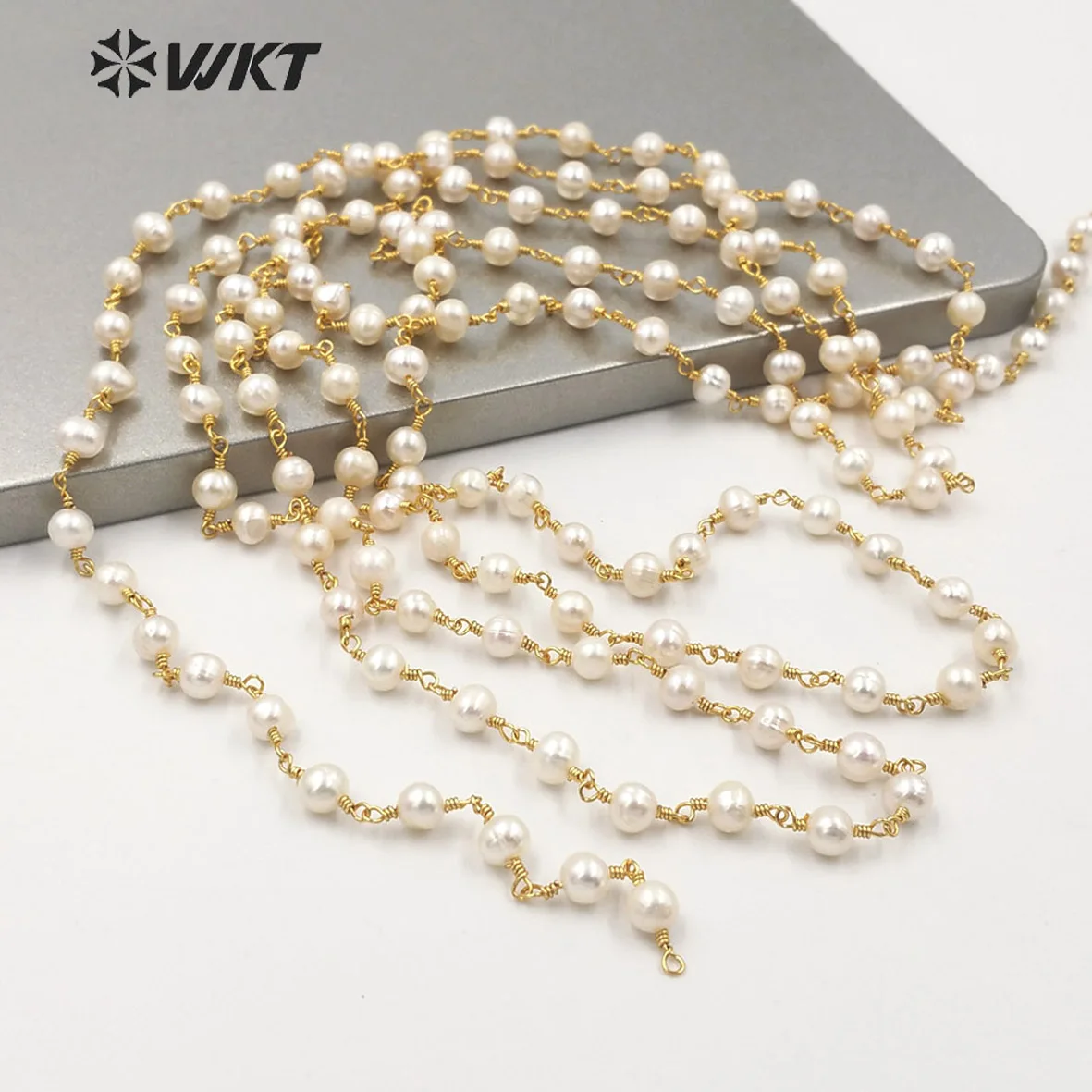 Женская цепочка из натурального Пресноводного Жемчуга 5-6 мм | Украшения и