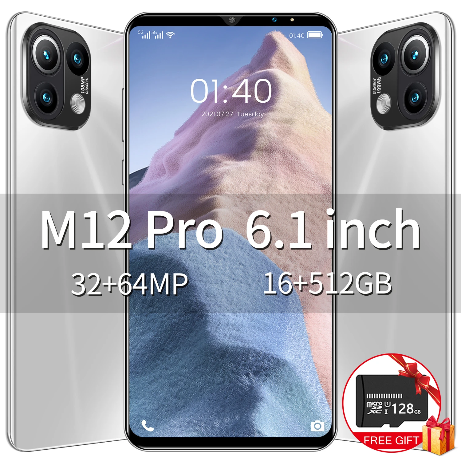 

Smartphone Xiao M12 Pro 16GB 512GB Android 11.0 Mobile Phone MTK6889 6.1Inch Global Version Dual SIM Card 6000mAh 5G GPS WiFi