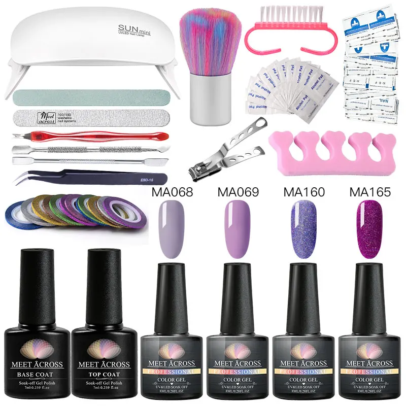 Набор для ногтей 6 Вт Светодиодный УФ лампа Сушилка с красочным гель лаком набор