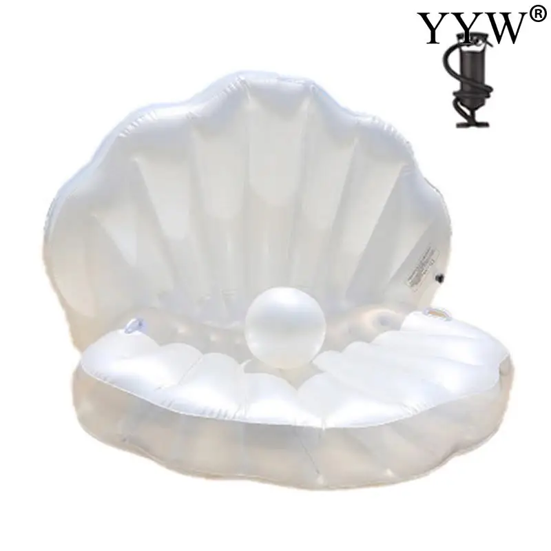 

160*130*130cm Inflatable fan-shaped shell floating pad (Include a Ball) Shell Float Swim Mattress Swimming Pool Floating Row