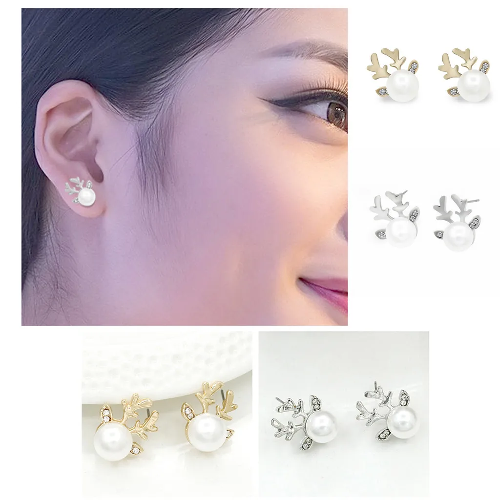 2020 новые жемчужные серьги с трехмерным рождественским оленем рога