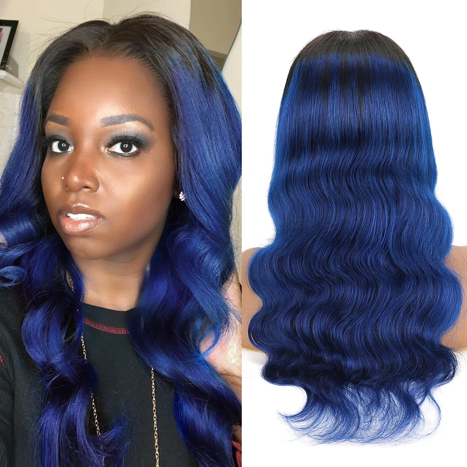 blue wig human hair