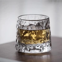 rotatable whiskey glass crystal foreign wine glass decompression tumbler brandy bar thickening fashion embossed home gyro glass