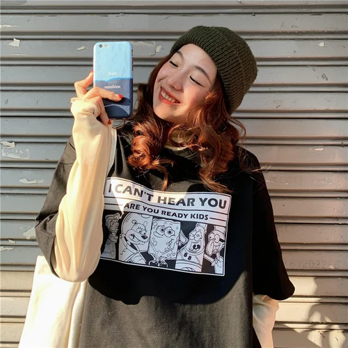 Женская свободная футболка Повседневная Базовая большого размера с мультяшным