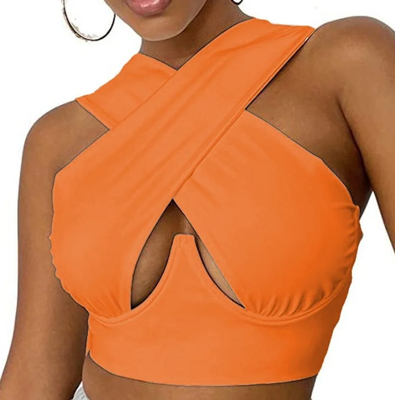 Кроп-Топ женский короткий пикантная летняя футболка без рукавов суперкороткий