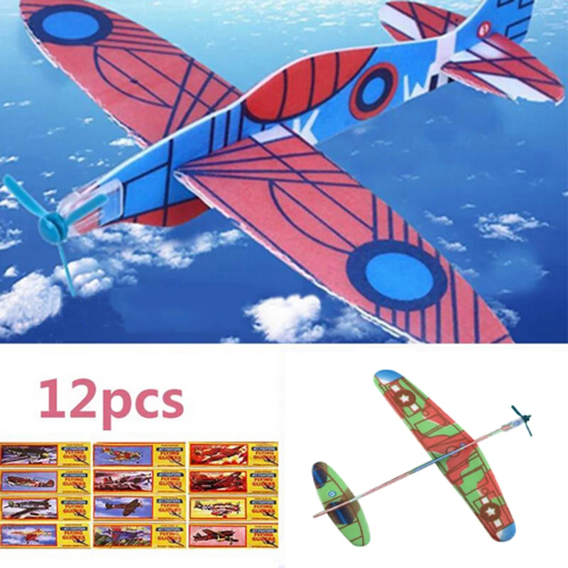 

12Pcs DIY Hand Throw Aircraft Flying Glider Toy Planes Airplane Made Of Foam Plast Party Bag Fillers Children Kids Toy Game