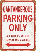 vinmea cantankerous parking only metal sign sign bar pub man cave distressed look metal room sign wall retro art sign