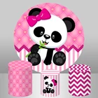 Круглый фон панели Милая панда розовая девочка детский день рождения Декор Конфеты стол Баннер эластичный круг фон