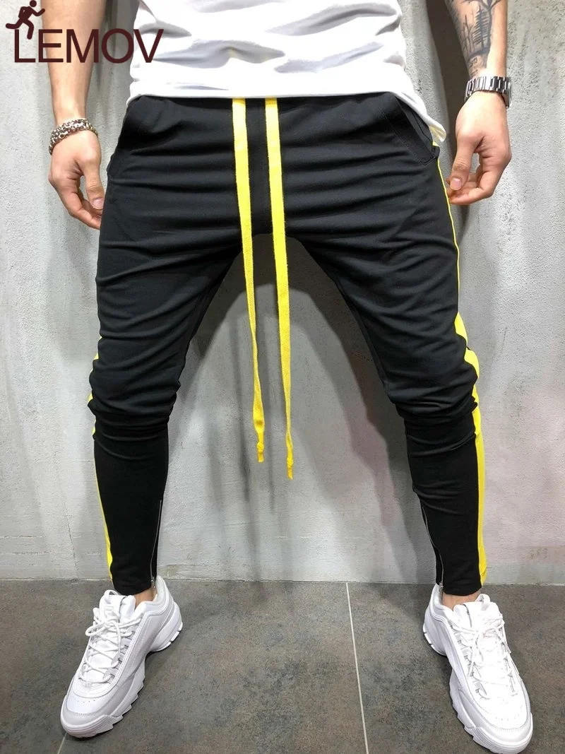 Мужские спортивные брюки LEMOV длинные брюки-шаровары с полосками сбоку