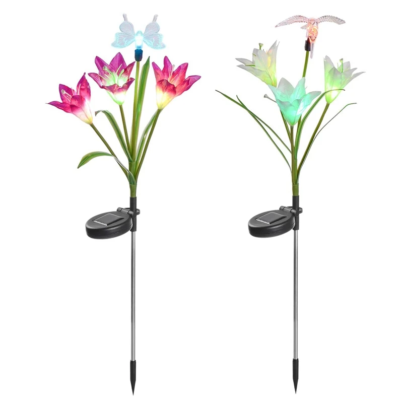 

New Solar Garden Light with Butterfly Lily Flower,7 Color Chang Outdoor Lights for Garden Patio Courtyard Passage Decoration