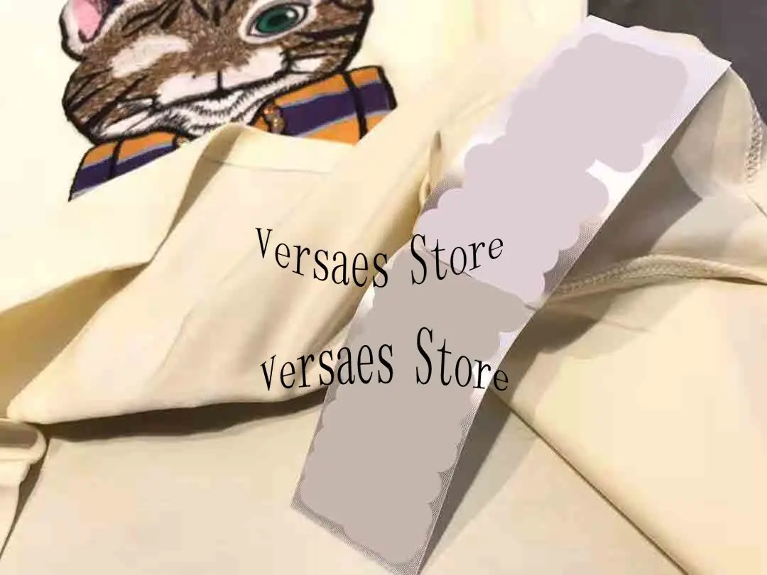 

2021 luxury brand kitten embroidery printing fashion women's top temperament round neck versatile loose short sleeve T-shirt