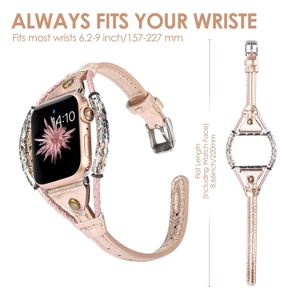 Винтажный кожаный ремешок для Apple Watch Band женский твист полоса ремешок заклепки с металлической веревкой браслет нарядный стильный iwatch серия