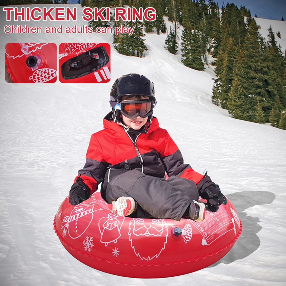 

new 94cm Snow Tube Inflatable Ski Circle with Handles Durable PVC Snow Sled for Kids Adults Heavy Duty Skiing Snow Tube Red Blue