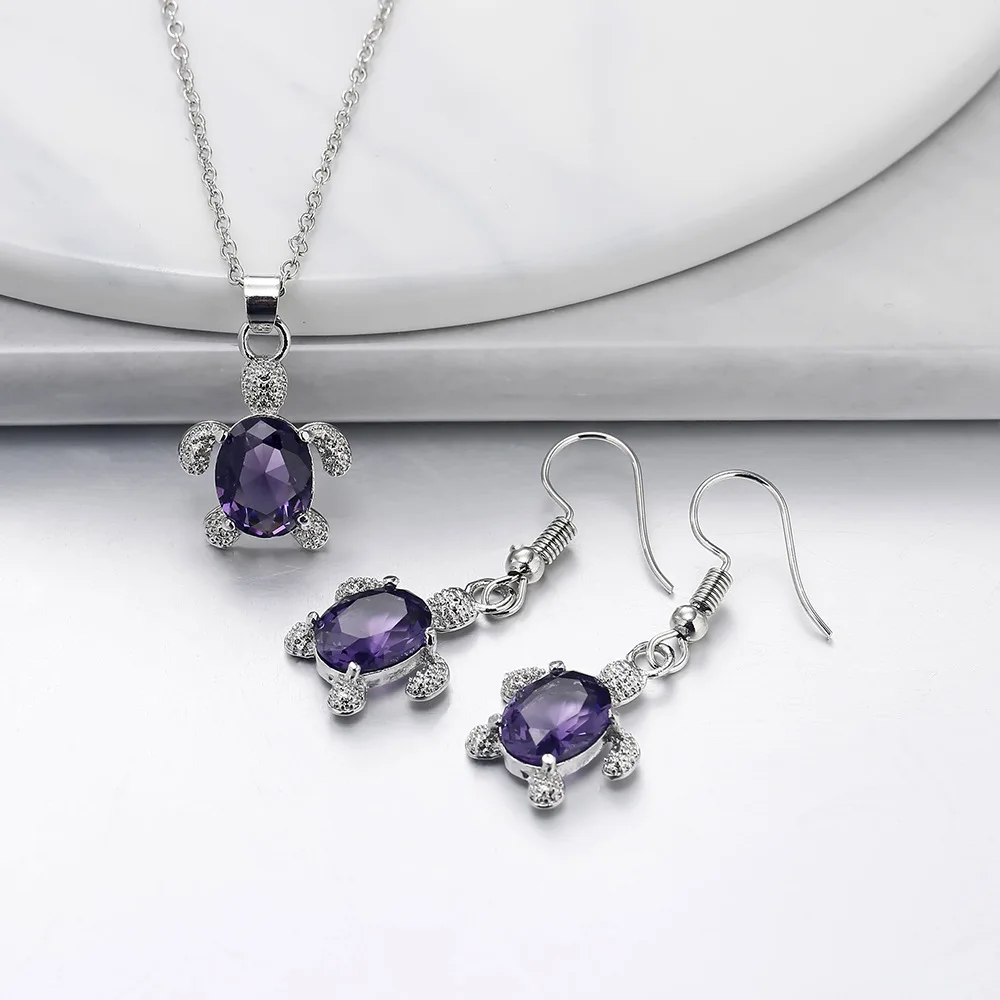 Модный дизайн животные черепаха дешевые зеленые фотообои ожерелье и серьги |