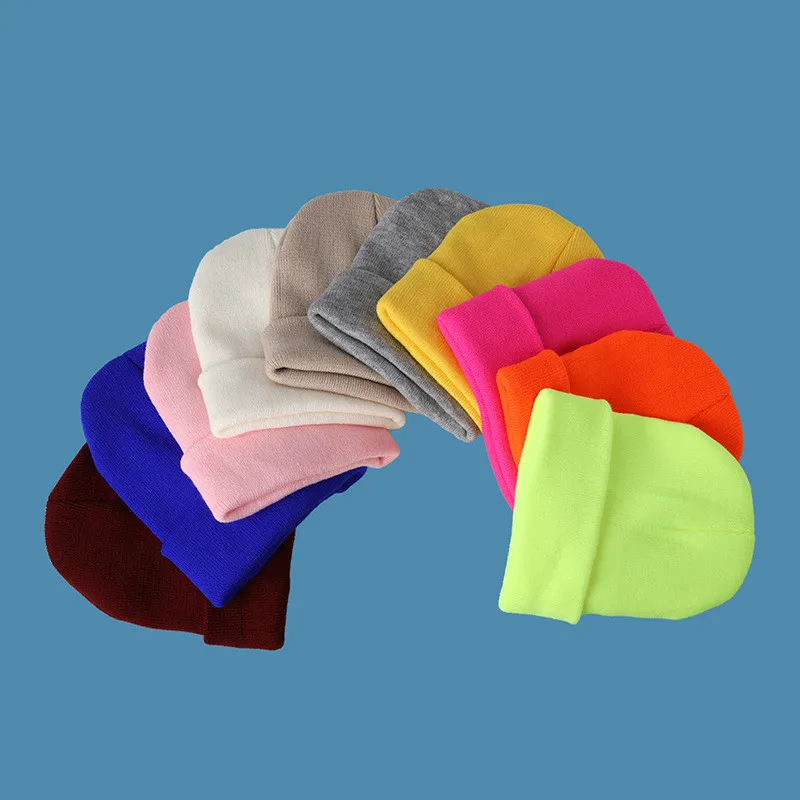 Винтажные вязаные зимние шапки casual beanie для женщин, однотонные хип-хоп бини, унисекс, кепка skullcap, модная эластичная спортивная боне.