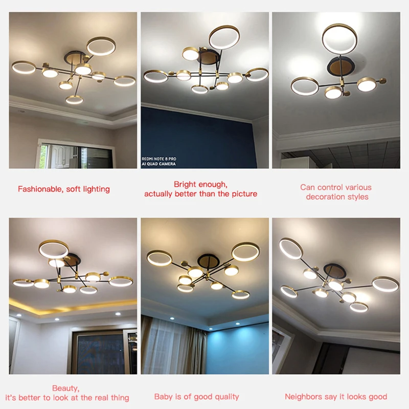 Modern Led Chandelier Ceiling Lamp With Remote Control Dimmable For Living Room Bedroom Dining Kitchen Nordic Hanging Light | Лампы и