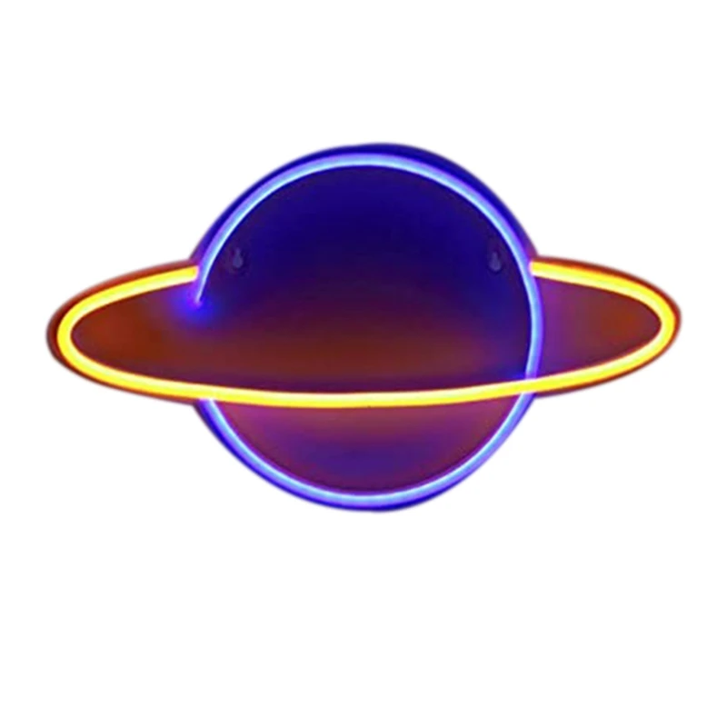 

Неоновая вывеска с планетой, настенный светодиодный неоновый светильник, Настенный декор, неоновая вывеска с питанием от батареи или USB для ...