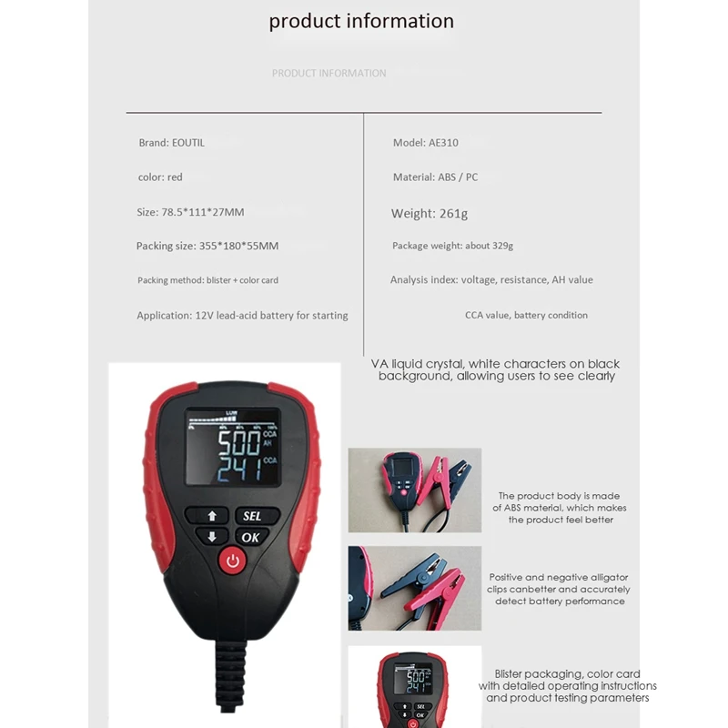

12V Car Battery Tester Pro with Ah Mode Automotive Battery Load Tester and Analyzer of Battery Life Percentage,Voltage